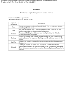 Appendix A Definition of Analytical Categories and selected