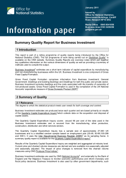 Summary Quality Report for Business Investment