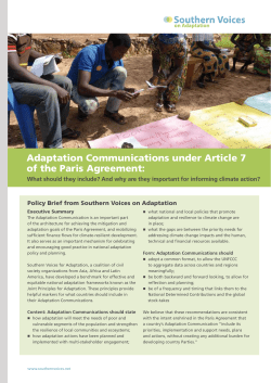 Adaptation Communications under Article 7 of the Paris Agreement: