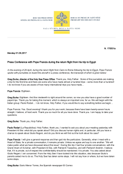 Press Conference with Pope Francis during the return flight from his