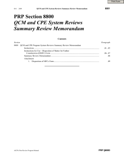 PRP Section 8800 QCM and CPE System Reviews