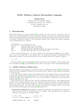MAIL: Malware Analysis Intermediate Language 1 Introduction