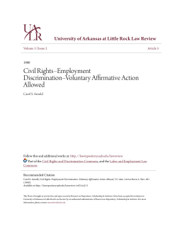 Civil Rights&ndash;Employment Discrimination&ndash;Voluntary Affirmative