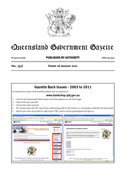 Queensland Government Gazette Queensland Government Gazette