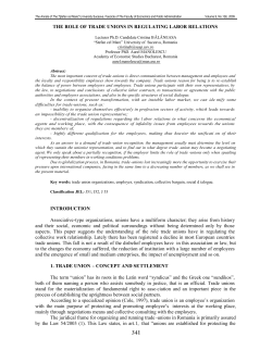 THE ROLE OF TRADE UNIONS IN REGULATING LABOR