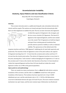Acromioclavicular instability Anatomy, Injury Patterns and new