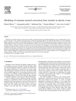 Modeling of transient natural convection heat transfer in electric ovens
