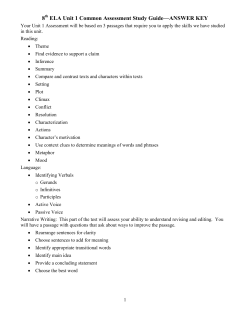 8 ELA Unit 1 Common Assessment Study Guide ANSWER