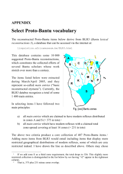 Select Proto-Bantu vocabulary