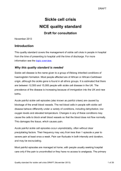 Sickle cell crisis: draft quality standard