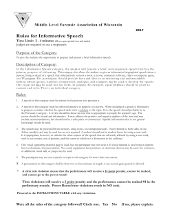 Rules for Informative Speech - Middle Level Forensics Association