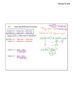 5.3 Sum and Difference Formulas cos(u+v) = cosu cosv