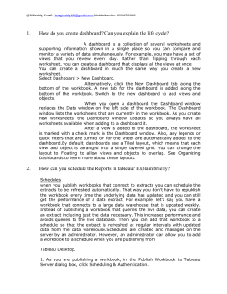 How do you create dashboard? Can you explain the life cycle?