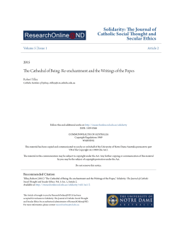 Re-enchantment and the Writings of the Popes