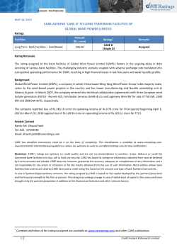 care assigns `care d` to long term bank facilities of global wind power