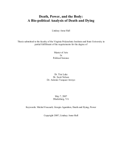 Death, Power, and the Body: A Bio-political Analysis of Death and
