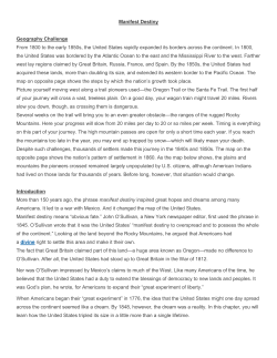 Manifest Destiny Geography Challenge From 1800 to the early