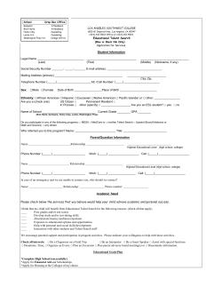 First Time Student Application - Los Angeles Southwest College