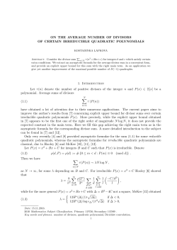 ON THE AVERAGE NUMBER OF DIVISORS OF CERTAIN