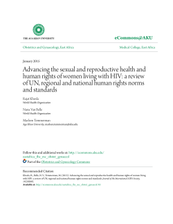 Advancing the sexual and reproductive health and human rights of