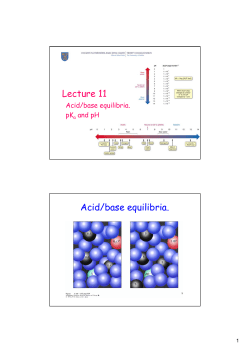 Lecture 11 Acid/base equilibria.