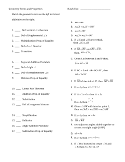 Geometry Terms and Properties Hawk Fan: Match the geometric