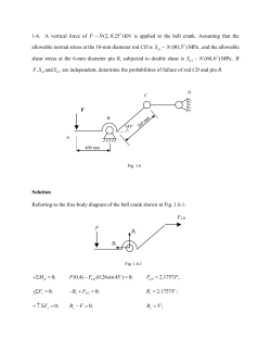 1-6. A vertical force of (2, 0.25 )kN F N is applied to the bell crank