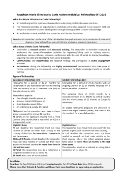 Factsheet Marie Skłodowska Curie Actions Individual Fellowships
