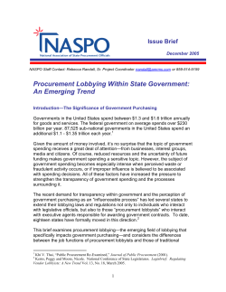 Procurement Lobbying Within State Government: An