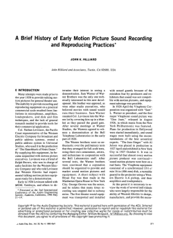 A Brief History of Early Motion Picture Sound Recording and