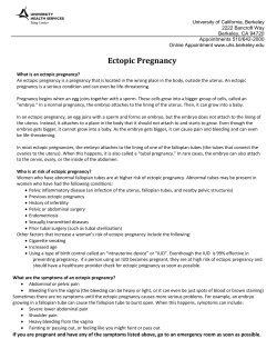 Ectopic Pregnancy - University of California, Berkeley