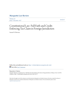 Constitutional Law: Full Faith and Credit