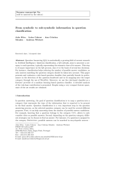 From symbolic to sub-symbolic information in question - INESC-ID