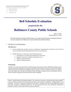 Bell Schedule Evaluation - Baltimore County Public Schools