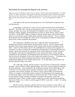 Disarmament, the Sustainable Development Goals, and Power I was