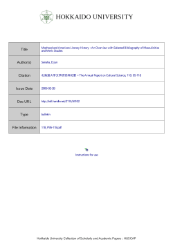 Manhood and American Literary History: An Overview with Selected