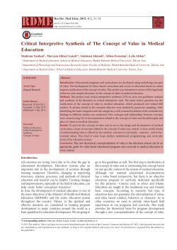 Critical Interpretive Synthesis of The Concept of Value in