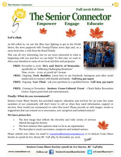 Fall 2016 Newsletter - Seniors Come Share Society