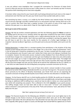 2013 Chairman`s Report (Jim Coley)