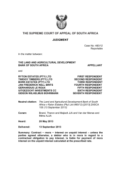 THE SUPREME COURT OF APPEAL OF SOUTH AFRICA JUDGMENT