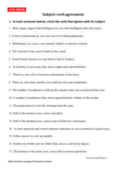 Subject‐verb agreement - University of Technology Sydney