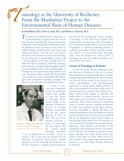 Toxicology at the University of Rochester: From the Manhattan