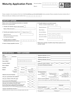 Maturity Application Form - Saffron Building Society