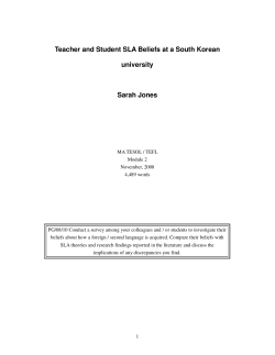Teacher and Student SLA Beliefs at a South Korean university