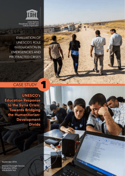 UNESCO`s Education Response to the Syria Crisis: Towards