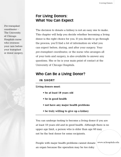 For Living Donors, What You Can Expect
