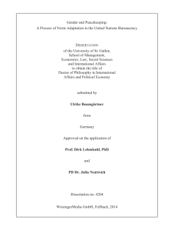 Gender and Peacekeeping Gender and Peacekeeping: A Process of