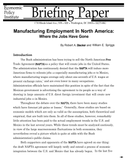 Manufacturing employment in North America