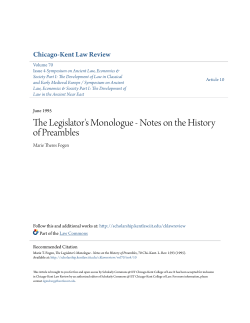 The Legislator`s Monologue - Notes on the History of Preambles