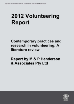 Contemporary practices and research in volunteering: a literature